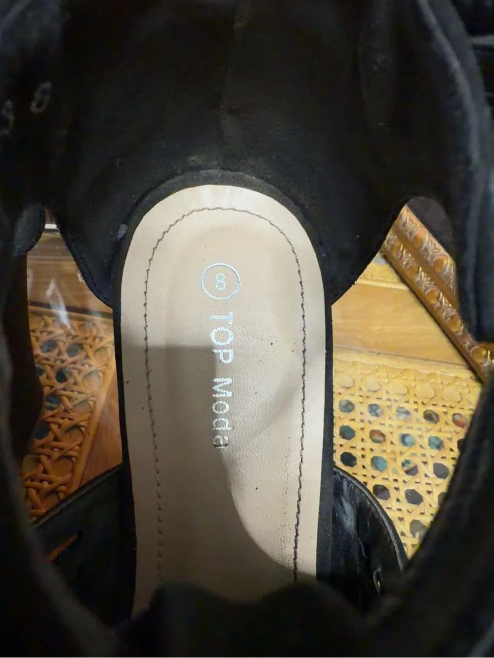Top Moda Abella 3 Black Cutout Platform Wedge Sandals Size 8